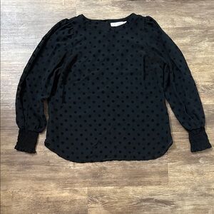 LOFT Black Polka Dot Blouse
